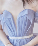 Purple tulle sequin long prom dress purple sequin evening dress HZ1024