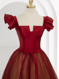 Princess Ball Gown Red Tulle Prom Dress HZ1024