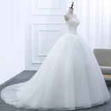 Vintage Ball Gown Strapless White Tulle Long Wedding Dresses HZ1024