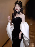 Sexy Mermaid Strapless Black Long Prom Dresses HZ1024