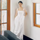 Vintage A Line Straps White Satin Wedding Dresses HZ1024