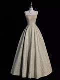 Fairytale Ball Gown Straps Sequin Beads Long Evening Dress Prom Dresses HZ1024