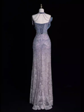Sexy Mermaid High Neckline Sequin Long Prom Dresses HZ1024