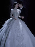 Vintage Ball Gown Scoop Neckline Lace Wedding Dress HZ1024
