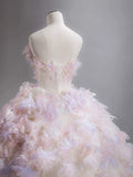 Modest Ball Gown Sweetheart Tulle Long Flowers Sweet 16 Dresses HZ1024
