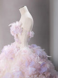 Modest Ball Gown Sweetheart Tulle Long Flowers Sweet 16 Dresses HZ1024