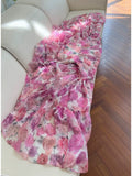 Sexy A Line Straps Long Floral Chiffon Prom Dress Party Dresses HZ1024