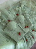 Cute A line Spaghetti Straps Mint Green Tulle Homecoming Dresses Simple Prom Dress With Cherry HZ1024