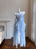 Simple A line Spaghetti Straps Chiffon Blue Homecoming Dress Birthday Dresses HZ1024