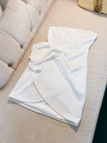 Simple A line Strapless White Short Satin Homecoming Dress Birthday Dresses HZ1024