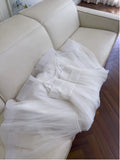 Sexy A Line Spaghetti Straps Sleeveless Tulle White Prom Dresses HZ1024
