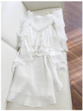 Simple High Low Spaghetti Straps White Homecoming Dresses 18th Birthday Outfits Party Dress HZ1024