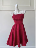 Simple A line Straps Burgundy ShortHomecoming Dress Birthday Dresses With Butterfly HZ1024