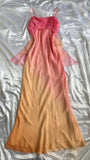 Elegant A line Straps Chiffon Ombre Pink Prom Dresses Evening Dress With Ribbons HZ1024