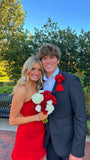 Simple A Line Strapless Red Satin Short Homecoming Dresses 18th Birthday Outfits HZ1024