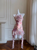 Modest Sheath Halter Floral Chiffon Short Homecoming Dresses Birthday Outfits HZ1024