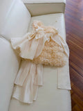Pretty Ball Gown Straps Champagne Satin Flowers Homecoming Dresses Birthday Outfits With Bow HZ1024