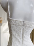 Modest A line Spaghetti Straps White Lace Short Homecoming Dresses Birthday Outfit HZ1024