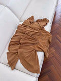 Modest A line Spaghetti Straps Brown Lace Short Homecoming Dresses Birthday Outfit HZ1024