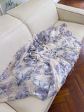 Modest A line Spaghetti Straps Lilac Floral Chiffon Prom Dress Formal Dresses HZ1024