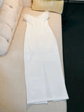 Sexy Sheath Sweetheart White Ankle Length Prom Dress Formal Dresses With Feather HZ1024