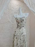 Modest A line Spaghetti Straps Long Floral Chiffon Prom Dress Evening Dresses HZ1024