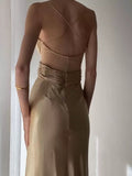 Pretty Mermaid Spaghetti Straps Champagne Long Prom Dresses Sexy Evening Dress HZ1024