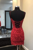 16th Birthday Dark Homecoming Dress Corset Tight Short Mini Dress with Appliques HZ1024