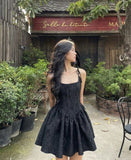 Vintage A Line Straps Black Birthday Outfits Satin Homecoming Dresses Little Black Dress HZ1024