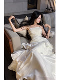 Gorgeous Sheath Spaghetti Straps White Layers Long Prom Dresses Evening Dress HZ1024