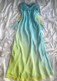 Gorgeous Sheath Spaghetti Straps Ombre Blue Long Chiffon Prom Dresses Evening Dress HZ1024