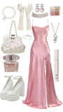 Simple Mermaid Pink Spaghetti Straps Long Prom Dress with Split HZ1024