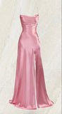 Simple Mermaid Pink Spaghetti Straps Long Prom Dress with Split HZ1024