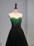 Pretty Ball Gown Sweetheart Tulle Long Black Ruffles Prom Dresses Sweet 16 Dresses HZ1024