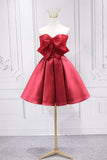 Red Satin Short Prom Dress Lovely Red Knee Length Homecoming Dress HZ1024
