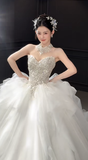 Gorgeous Ball Gown Sweetheart Tulle Sequin Long Wedding Dresses HZ1024