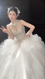 Gorgeous Ball Gown Sweetheart Tulle Sequin Long Wedding Dresses HZ1024