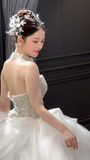 Gorgeous Ball Gown Sweetheart Tulle Sequin Long Wedding Dresses HZ1024