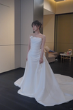 Elegant Mermaid Strapless Satin Applique Long Wedding Dresses HZ1024