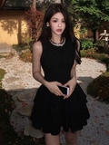 Sweet 16th Black A Line Halter Satin Sequin Short Homecoming Dress Birthday Outfits HZ1024