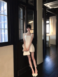 White 16th A Line Square Satin Short Homecoming Dress Birthday Outfits HZ1024