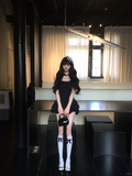 Simple 19th A Line U Neck Black Satin Short Homecoming Dress Birthday Outfits HZ1024