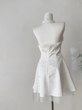 Sweet 16th A Line Halter Satin Beads Short Homecoming Dress Birthday Outfits HZ1024