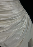 Classy A Line Strapless Satin Beads Pleated Short Homecoming Dress 19th Birthday Outfits HZ1024