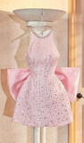 Simple A Line Scoop Short Birthday Dress Pink Homecoming Dresses HZ1024