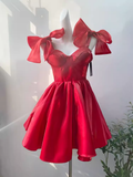 Simple A Line Spaghetti Straps Short Birthday Dress Red Homecoming Dresses HZ1024