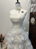 Princess A Line Strapless Satin Lace Beads Short Homecoming Dress 17th Birthday Outfits HZ1024