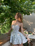Pretty A Line Spaghetti Straps Satin Printed Floral Short Homecoming Dress 18th Birthday Outfits HZ1024