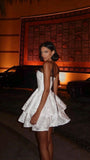 Unique A Line Spaghetti Straps Satin Short Homecoming Dress 20th Birthday Outfits HZ1024