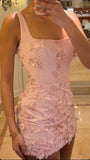 Pretty Mermaid Square Satin Applique Short Homecoming Dress 21th Birthday Outfits HZ1024